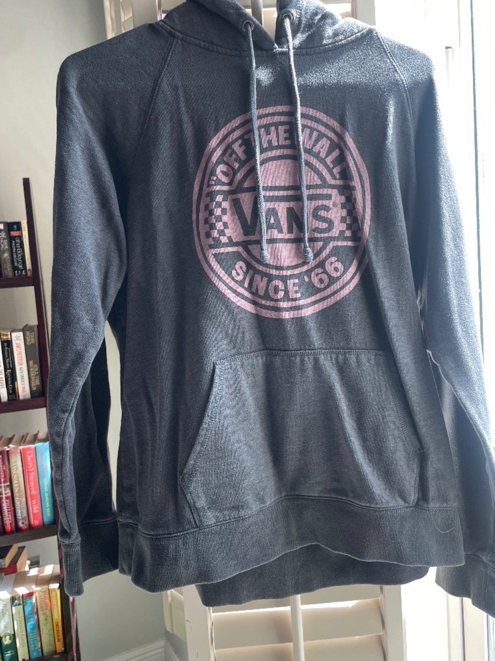 Vans Gray hoodie with pink logo large fits more like a small